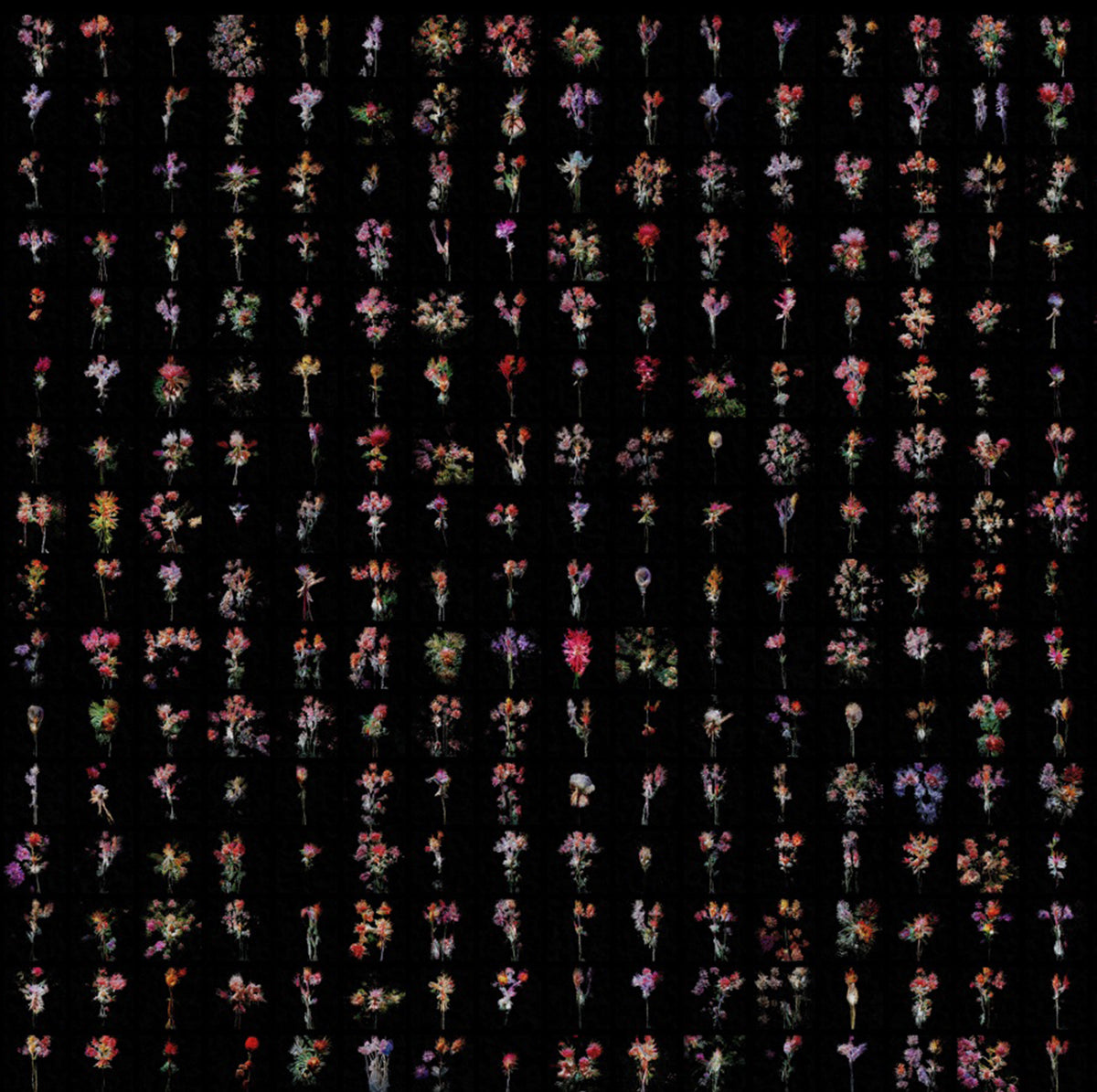 Collection of collectibles from the Flowers For Society OG NFTs release consisting of flowers created from the point cloud