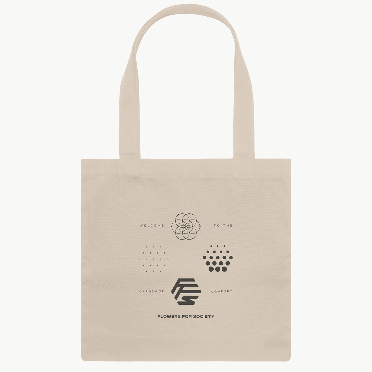 Flowers for Society OG logos jute bag nature front view white background