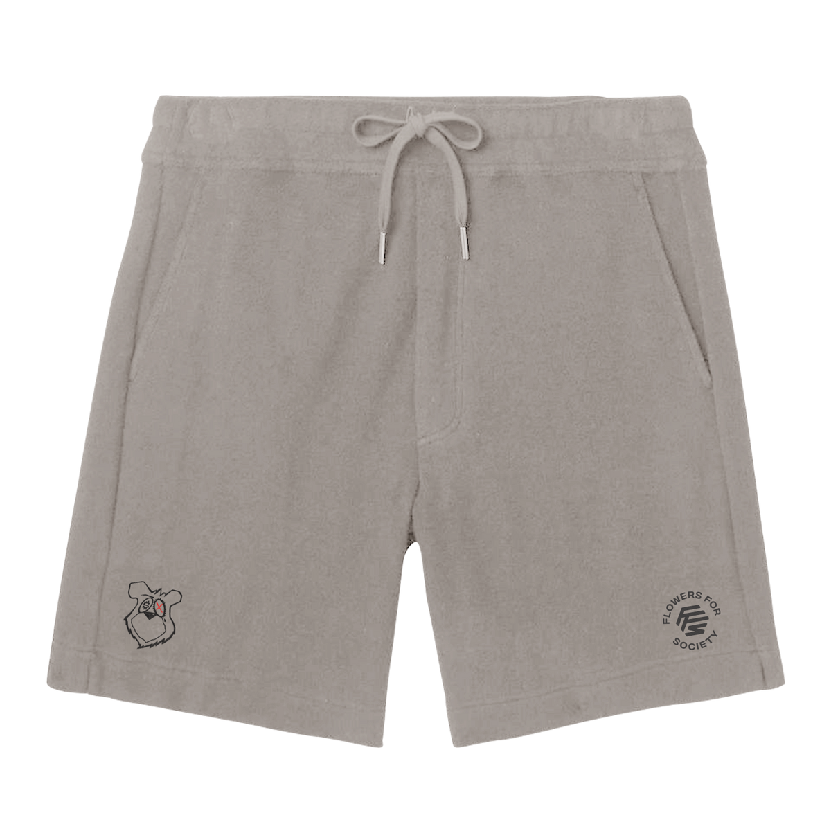 Flowers for Society King Saladeen shorts collaboration King Saladeen dove frontview